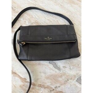 Kate Spade Y2K Fremont Place Julian Crossbody Black Leather Gold Logo Purse